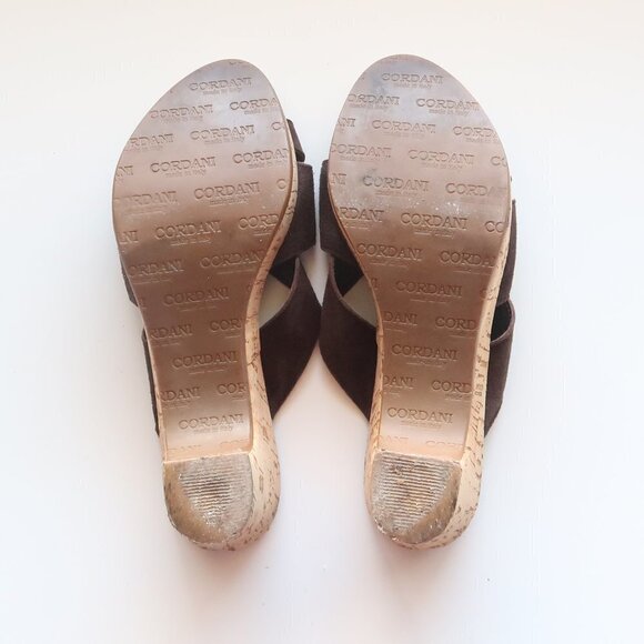 Cordani Brown Suede Slip On Cork Platform Mules / Clogs Heels / Sandals / Shoes - Picture 8 of 16